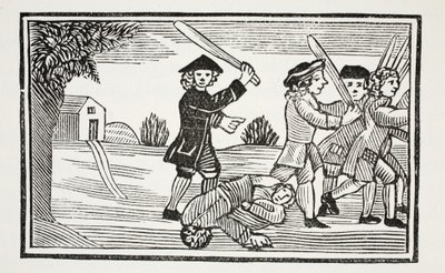 Dr. Faustus trick på tyve studerende, illustration fra Chap-books of the Eighteenth Century af John Ashton, pub. 1882 af English School