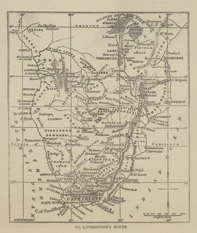 Dr. Livingstones rute (gravering) af English School