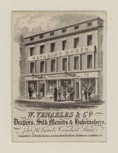 Drapers, W Venables & Co, handelskort af English School