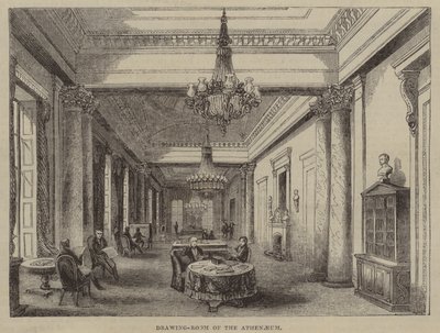 Tegnestue på Athenaeum Club, London (gravering) af English School