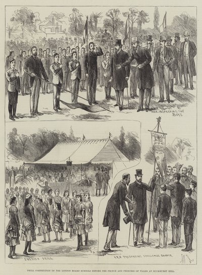 Borekonkurrence fra London Board Schools før Prinsen og Prinsessen af Wales ved Buckhurst Hill (gravering) af English School