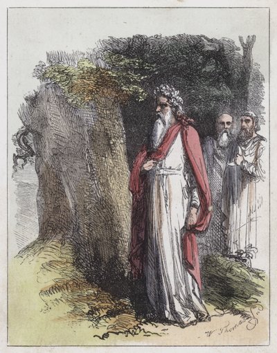 Druider (farvet gravering) af English School