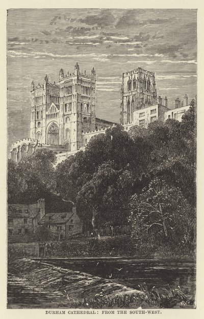 Durham Cathedral, fra sydvest af English School