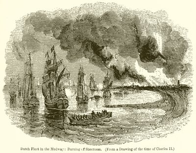 Dutch Fleet in the Medway: Burning of Sheerness af English School