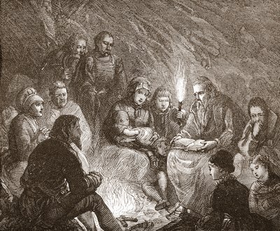 Hollandske protestanter i skjul, illustration fra The History of Protestantism af James Aitken Wylie (1808-1890), pub. 1878 af English School