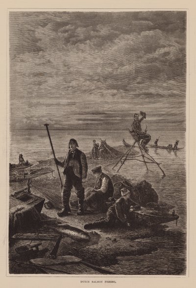 Hollandsk laksefiskeri (gravering) af English School