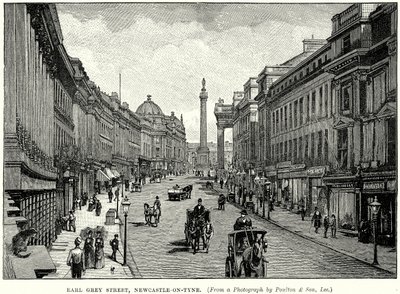 Earl Grey Street, Newcastle-on-Tyne (kobberstik) af English School