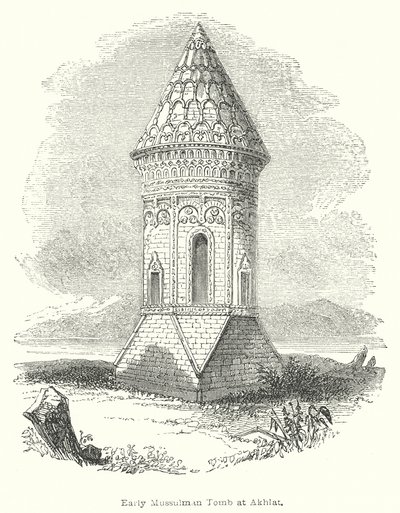 Tidlig muslimsk grav ved Akhlat (gravering) af English School