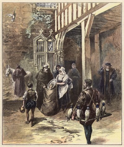 Påskeofringer i gamle dage (farvelitografi) af English School