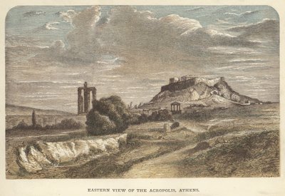 Østlig udsigt over Akropolis, Athen (farvet gravering) af English School