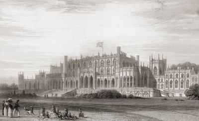 Eaton Hall, Cheshire, England i begyndelsen af det 19. århundrede. Fra Churton