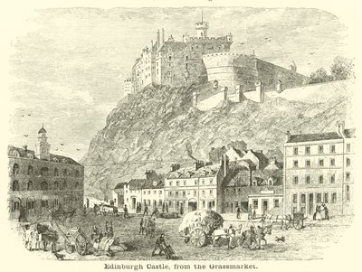 Edinburgh Castle, fra Grassmarket af English School