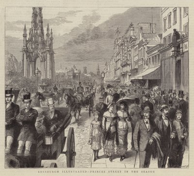 Edinburgh Illustrated, Princes Street in the Season (gravering) af English School