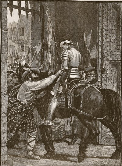 Edinburgh efter Flodden, illustration fra Cassells Illustrated History of England (sepia foto) af English School