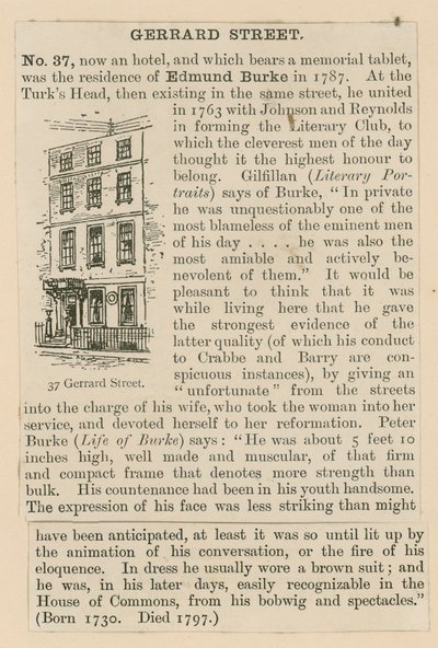 Edmund Burke og 37 Gerrard Street af English School
