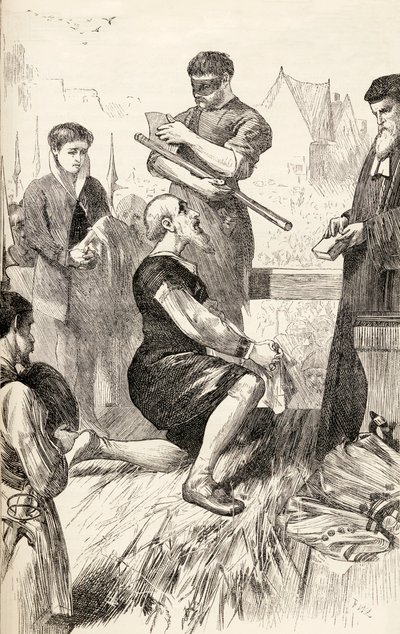 Edward Seymour på stilladset i afventning af sin henrettelse, ca. 1865 (træsnit) af English School