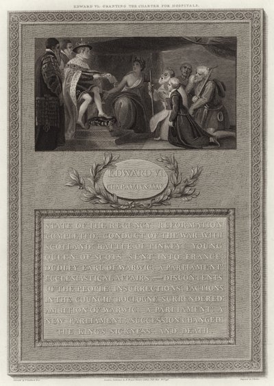 Edward VI giver chartret for hospitaler af English School