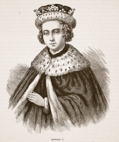Edward V, illustration fra Cassells Illustrated History of England (sepia foto) af English School