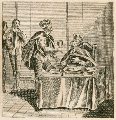 Edward, den sorte prins, venter på sin fange, kong John II af Frankrig af English School