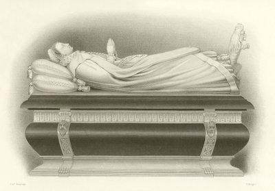 Billede af Mary, Queen of Scots på hendes grav i Westminster Abbey af English School