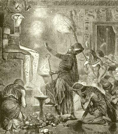 Egyptisk konge tilbeder i et tempel af English School