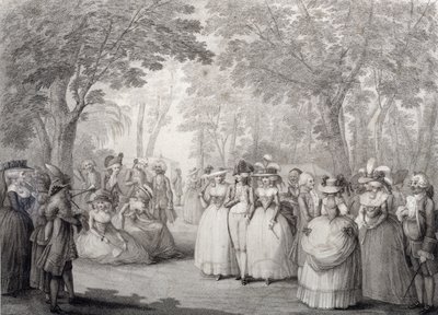 Elegante figurer i Vauxhall Gardens af English School