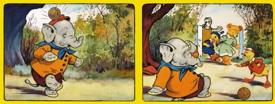Elefant bliver ramt af en bold af English School