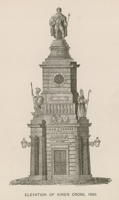 Elevation of Kings Cross, London, 1830 af English School