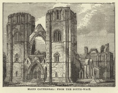 Elgin Cathedral, fra sydvest af English School