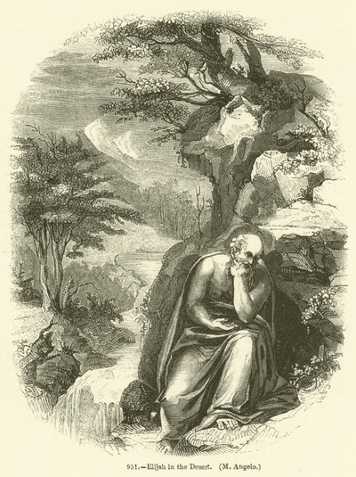 Elias i ørkenen, M Angelo (gravering) af English School