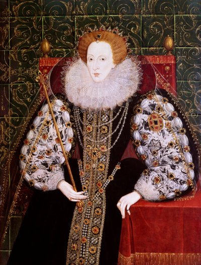 Elizabeth I, ca. 1590 (olie på panel) af English School