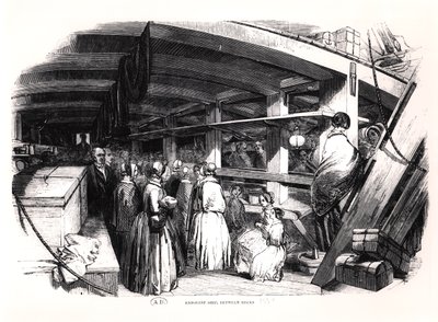 Emigrantskib, mellem dæk, 1850 af English School