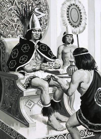 Kejser Montezuma fra Aztekerne kunne lide at drikke kakao af English School