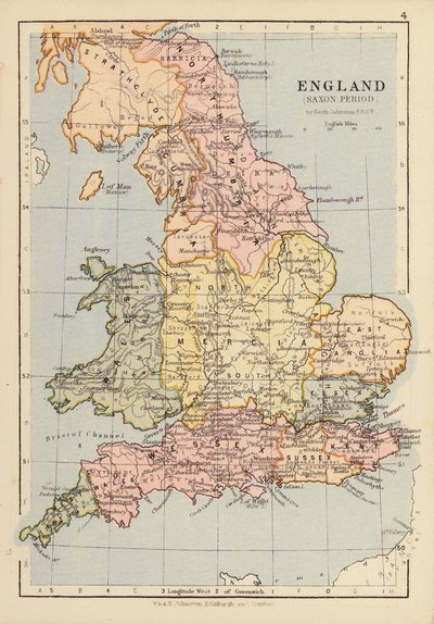 England, den saksiske periode (farvelitografi) af English School