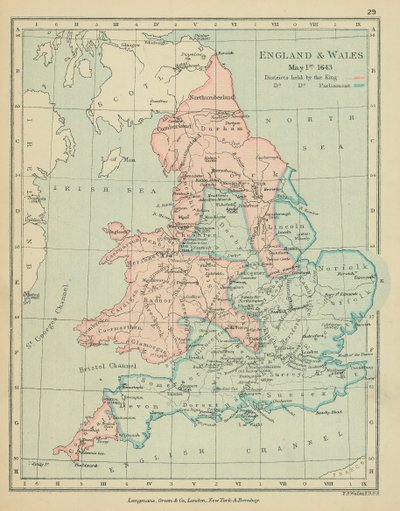 England og Wales (farvelitografi) af English School