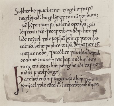 Engelsk, angelsaksisk (litografi) af English School