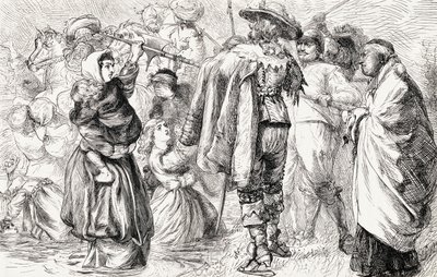Engelske protestanter druknede af irske katolikker under det irske oprør i 1641, ca. 1865 (træstik) af English School