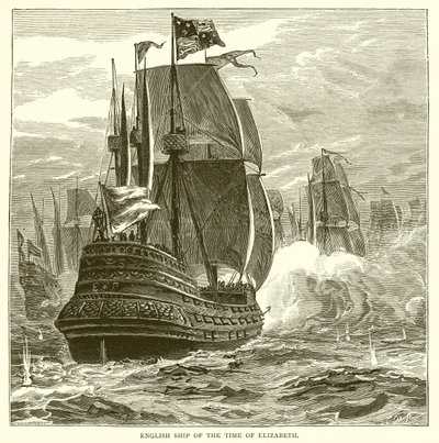 Engelsk skib fra Elizabeths tid af English School