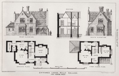 Entrance Lodge, Kelly College (gravering) af English School