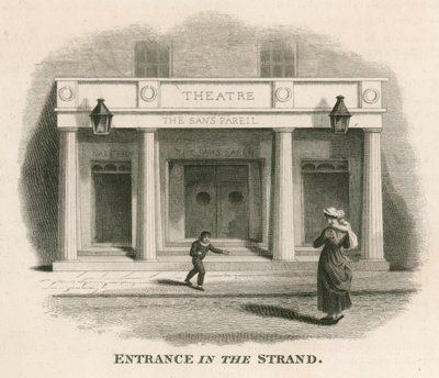 Indgang i The Strand of the Sans Pareil Theatre (Adelphi Theatre), London af English School