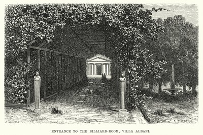 Indgang til billardrummet, Villa Albani (gravering) af English School