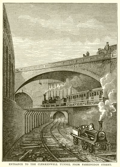 Indgang til Clerkenwell Tunnel fra Farringdon Street af English School