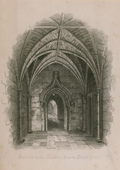Indgang til Cloisters fra Deans Yard, Westminster Abbey, London af English School