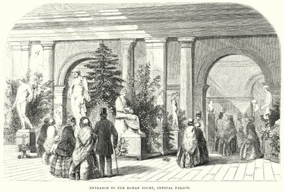 Indgang til den romerske domstol, Crystal Palace (gravering) af English School