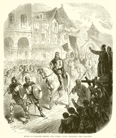 Charles Martels indtog i Paris efter at have besejret saracenerne af English School