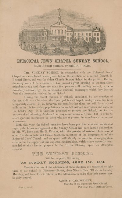 Episcopal Jews Chapel Søndagsskole af English School