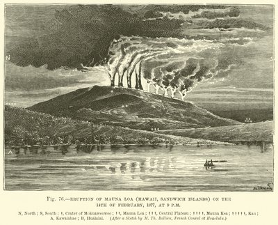 Eruption of Mauna Loa (Hawaii, Sandwich Islands) on the 14 February 1877, at 9 pm  af English School