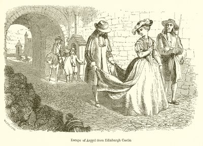 Escape of Argyll fra Edinburgh Castle af English School