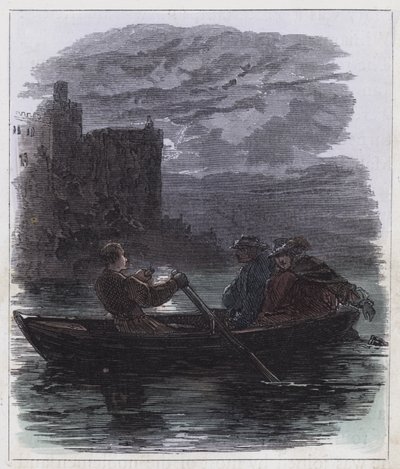 Escape of James the Second (farvet gravering) af English School