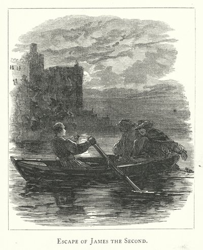 Escape of James the Second (gravering) af English School